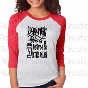 Leggings lattes & Leaves Raglan Tee